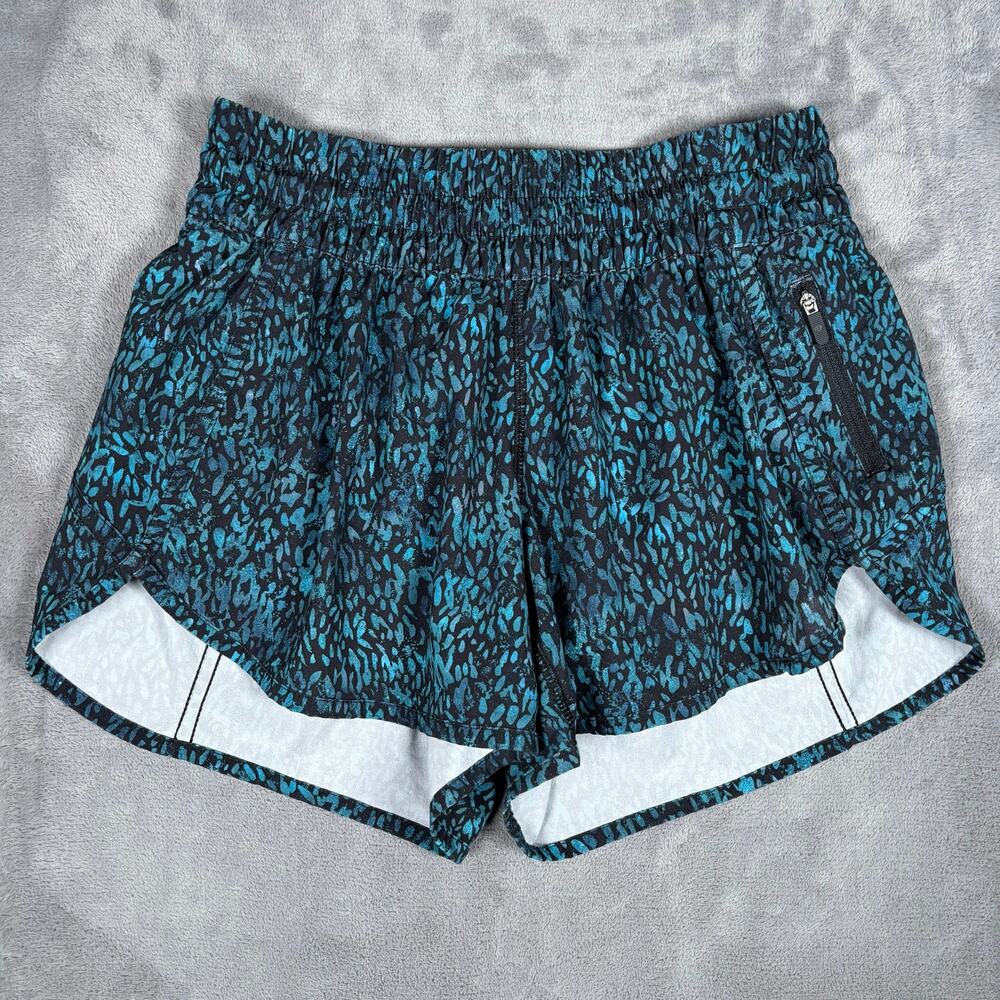 Lululemon Tracker Short V 4” Illuminate Multi Black Blue Lined Shorts Size 8